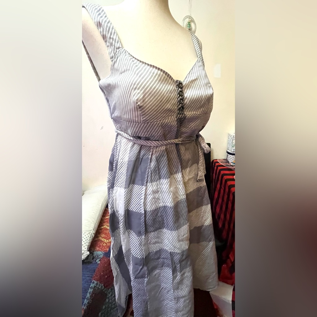 Burberry Check Plaid Strapless Belted Dress